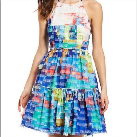 Belle Badgley Mischka Blair Fringe Dress 
Sleeveless Mini Colorful Dress - Picture 8 of 9